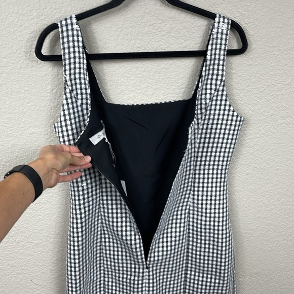 NWT WAYF Icon Sequin Gingham Mini Dress Sparkle Party NYE Square Neck Sz M - Picture 7 of 13